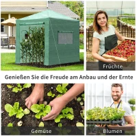 Outsunny Invernadero de Jardín 240x180x240 cm Plegable Caseta Vivero para Cultivos Plantas Flores con 2 Ventanas y Puerta con Cremallera de Acero y PE Verde(m-4)