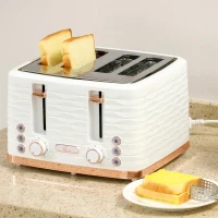 HOMCOM Four-Slice Rippled Toaster - White(m-2)