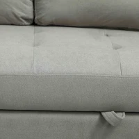 HOMCOM Loveseat Sofa Bed, Convertible Bed Settee with 2 Pillows, Side Pockets, Light Grey(m-11)