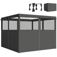 Outsunny 4 Pack Replacement Gazebo Curtains Privacy Panel for Most 3 x 3 m Gazebo, Outdoor Shelter Sidewalls, Dark Grey(m-10)