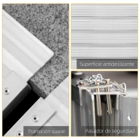 HOMCOM Rampa para Sillas de Ruedas Plegable 91 cm Carga 270 kg Rampa Portátil de Aluminio con Bordes de Seguridad Plata(m-5)