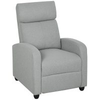 HOMCOM Relaxsessel, verstellbar 135°, ausziehbare Fußstütze, gepolsterte Lehnen, Leinen-Polyester, Hellgrau