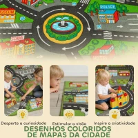 AIYAPLAY Tapete Infantil Estrada de Cidade 160x100 cm Tapete Educativo Antiderrapante para Engatinhar e Brincar com Carros Multicor(m-5)