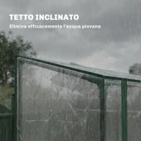 Outsunny Serra Verticale a 2 Sezioni con 3 Ripiani, in Plastica e Acciaio, 143x45x151 cm, Verde Scuro e Trasparente(m-6)