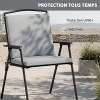 Outsunny Lot de 2 coussins de chaise de jardin, galettes de chaise 50 x 50 cm, mousse haute densité, antidérapants 50x50 cm gris(m-5)