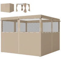 Outsunny 4 Pack Replacement Gazebo Curtains Privacy Panel for Most 3 x 3 m Gazebo, Outdoor Shelter Sidewalls, Khaki(m-11)