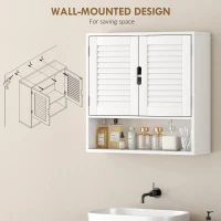 HOMCOM Bathroom Cabinet, Wall Mounted Storage Cabinet with Adjustable Shelves, 60 x 20 x 60 cm, White(m-6)
