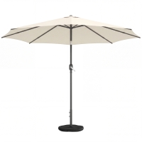 Outsunny Parasol env. Ø300 cm inclinable Parasol de balcon avec manivelle, base croisée, sac de sable, UV 30+ rétractable Blanc crème