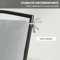 Outsunny Lot de 2 coussins de chaise de jardin, galettes de chaise 50 x 50 cm, mousse haute densité, antidérapants 50x50 cm gris(m-6)