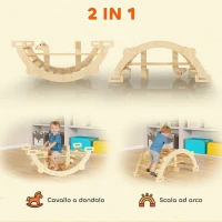 AIYAPLAY Arco Montessori in Legno per Bambini 2-4 Anni Convertibile in Dondolo 110x52x45 cm, color Legno(m-4)