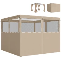 Outsunny 4 Pack Replacement Gazebo Curtains Privacy Panel for Most 3 x 3 m Gazebo, Outdoor Shelter Sidewalls, Khaki(m-10)