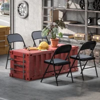 HOMCOM Lote de 4 sillas plegables sillas de comedor portátiles estructura de acero 45 x 46 x 78 cm gris(m-4)