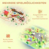 AIYAPLAY Spieltisch, 108-teiliges Eisenbahn-Set aus Holz, mit abnehmbarer Tischplatte, Eisenbahntisch, 98x60,5x40 cm, Blau(m-7)