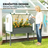 Outsunny Verhoogd plantenbed met kasopzetstuk van metaal, plantenbak met kas en opbergrek, verhoogd 120 x 55 x 140cm(m-6)