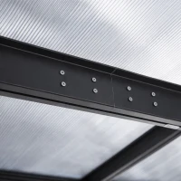 Outsunny 4.35 x 3m Outdoor Patio Gazebo Pergola, Retractable Pergola Canopy Aluminum Post & PC Roof,  Grey(m-10)