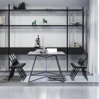 HOMCOM Lote de 4 sillas plegables sillas de comedor portátiles estructura de acero 45 x 46 x 78 cm gris(m-5)
