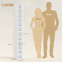 HOMCOM Lot de 2 étagères colonnes armoire de rangement CD-DVD 12 compartiments 21 x 22,5 x 88,5 cm capacité 204 CD blanc(m-3)