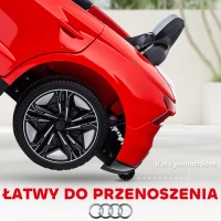HOMCOM Samochód dla Dzieci, Elektryczny Samochód, Licencjonowane przez Audi, z Pasem Bezpieczeństwa, Pilotem, Światłem, czerwony + czarny, 103 x 58 x 41 cm(m-6)