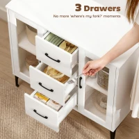 HOMCOM Nowoczesna komoda z zawiasami soft-close, szafka z 3 szufladami, 2 szklanymi drzwiami, regulowanymi półkami, MDF, biała(m-4)