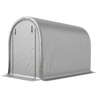 Outsunny Abrigo Portátil 2,44x1,52 m Tenda para Bicicletas Resistente à Água com Porta Enrolável com Zíper e Estrutura em Aço Galvanizado Cinza Claro(m-8)