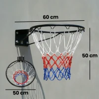 SPORTNOW Canestro da Basket, Anello Sospeso da Basket Interno ed Esterno, per Parete con Rete, Resistente alle Intemperie, Nero(m-3)