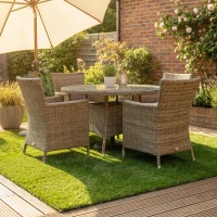 Outsunny 22-delige Set Kunstgras Tegels 30x30 cm Grasmatten met Drainagesysteem, 2m² Kunstgrasmat Kunststof Grasmat(m-9)