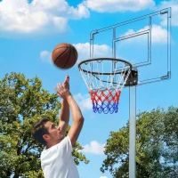 SPORTNOW Coș de baschet, inel suspendat pentru interior și exterior, pentru perete cu plasă rezistentă la intemperii(m-6)