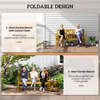 Outsunny 2-osobowa Ławka Ogrodowa z Drewna, Odporna na Warunki Atmosferyczne z Oparciem i Podłokietnikami, Obciążenie 320kg, 149x56,5x89cm, Teak(m-4)