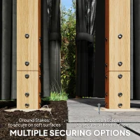 Outsunny Pabellón de jardín aprox. 4x3 m, pabellón de aluminio con techo de policarbonato de 6 mm, mosquitera, 4 paneles laterales, efecto madera, madera natural(m-4)