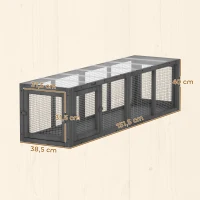 PawHut Katzentunnel Katzenspielzeug aus Holz mit 3 Türen, erweiterbar Spieltunnel für Katzen bis 10 kg, 151,5 x 38,5 cm Grau(m-3)
