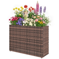 Outsunny Bac surélevé à pieds réglables, bac en rotin avec insert amovible pour terrasse et balcon, marron