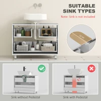 HOMCOM Nowoczesna szafka pod umywalkę z 2 szufladami, stojąca szafka bez podstawy, biały(m-4)