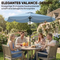 Outsunny Parasol ronde balkonparasol strandparasol met 3-voudige kanteling, slinger, 8 spaken Ø265 x 235H cm hemelsblauw(m-4)