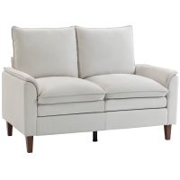 HOMCOM 146 cm tweezitsbank, chenille-bank met dubbele laag vulling, verenkussens, diepe zit, hoge rugleuning, crème wit