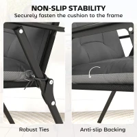 Outsunny 4-delig set zitkussens waterafstotend antislip stoelkussens met banden, indoor en outdoor 111,5 x 53 x 8 cm donkergrijs(m-6)