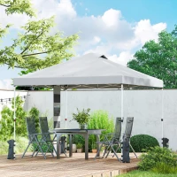 Outsunny Gartenpavillon 3 x 3 m Pop-up Faltzelt UPF50+ UV-Schutz höhenverstellbar 4 Sandsäcke Rolltasche Weiß(m-6)