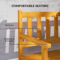 Outsunny 2-osobowa Ławka Ogrodowa z Drewna, Odporna na Warunki Atmosferyczne z Oparciem i Podłokietnikami, Obciążenie 320kg, 149x56,5x89cm, Teak(m-7)