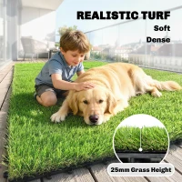 Outsunny 22-delige Set Kunstgras Tegels 30x30 cm Grasmatten met Drainagesysteem, 2m² Kunstgrasmat Kunststof Grasmat(m-4)