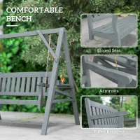 Outsunny 2-persoons tuinschommel, houten schommelbank met planken, bekerhouders en metalen kettingen, grijs(m-5)