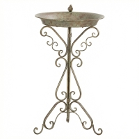 Outsunny Baño para pájaros con estatua de pájaro y base decorativa, cuenco y pedestal estilo vintage para jardín, Verde