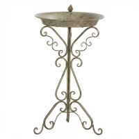 Outsunny Baño para pájaros con estatua de pájaro y base decorativa, cuenco y pedestal estilo vintage para jardín, Verde(m-1)