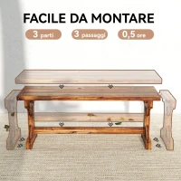 Outsunny Panca da Giardino 2 Posti in Legno di Abete Senza Schienale in Stile Rustico, 114Lx40Px46A cm(m-6)