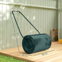 Outsunny Rullo per Prato da 63L di Capacità con Lama Raschiante, in Metallo, 123x58x40 cm, Verde Scuro(m-3)