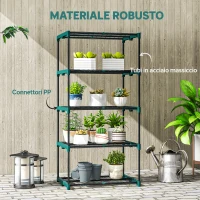 Outsunny Portapiante a 5 Livelli Aperti in Acciaio e Plastica, 67x49x138 cm, Verde Scuro(m-6)