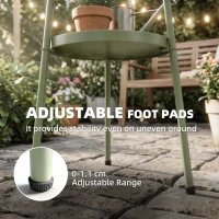 Outsunny Patio Side Table, 2-Tier Round Coffee End Table for Garden Balcony Living Room Bedroom, Light Green(m-5)