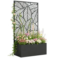 Outsunny Canteiro Elevado de Metal com Treliça para Plantas Trepadeiras Independente ou para Montagem na Parede(m-6)