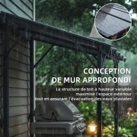 Outsunny Abri pour Barbecue, Tonnelle de Jardin 244 x 150 x 244 cm avec Toit en Polycarbonate et Cadre en Aluminium, gris foncé(m-4)