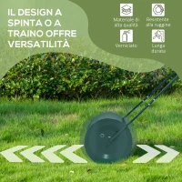 Outsunny Rullo per Prato da 63L di Capacità con Lama Raschiante, in Metallo, 123x58x40 cm, Verde Scuro(m-6)