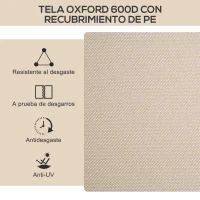 Outsunny Set 2 Sillas de Jardín Plegables con Reposabrazos Sillas para Camping y Playa en Tela Oxford y Acero 54x59x78 cm Caqui(m-6)