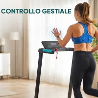 SPORTNOW Tapis Roulant Pieghevole 1-10 km/h con Controllo Gestuale e Inclinazione, Azzurro(m-4)